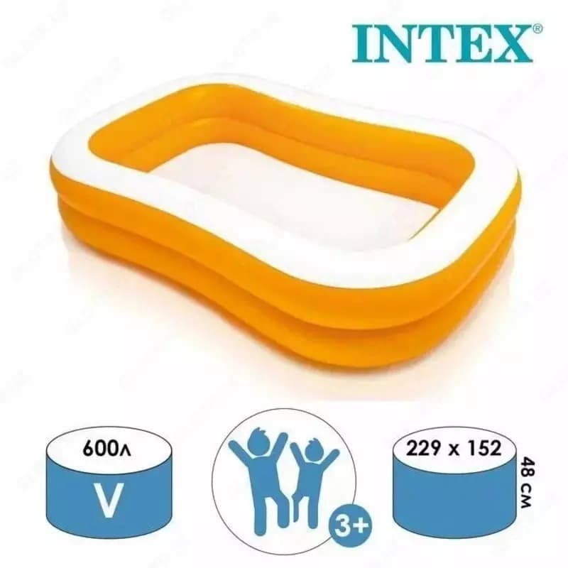 Бассейн надувной (прямоугольный) ”INTEX” Мандарин, 229х152х48 см (Арт.- 57181) — 3