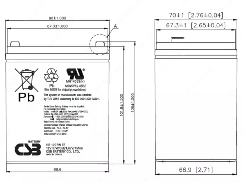 Батарея для UPS CSB 9Ah 12V — 4