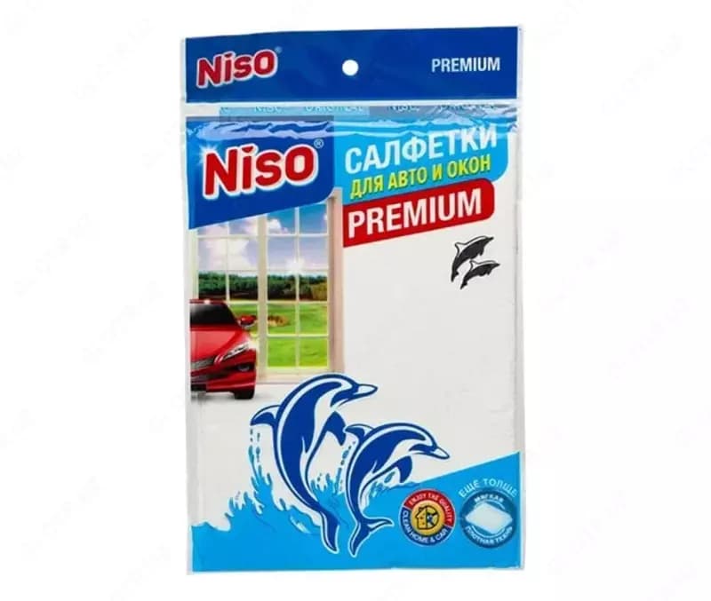 Универсальная салфетка (микрофибра 100%) ”Niso” Дельфин Premium, 50 х 35 см, белая (Код - 391) — 1