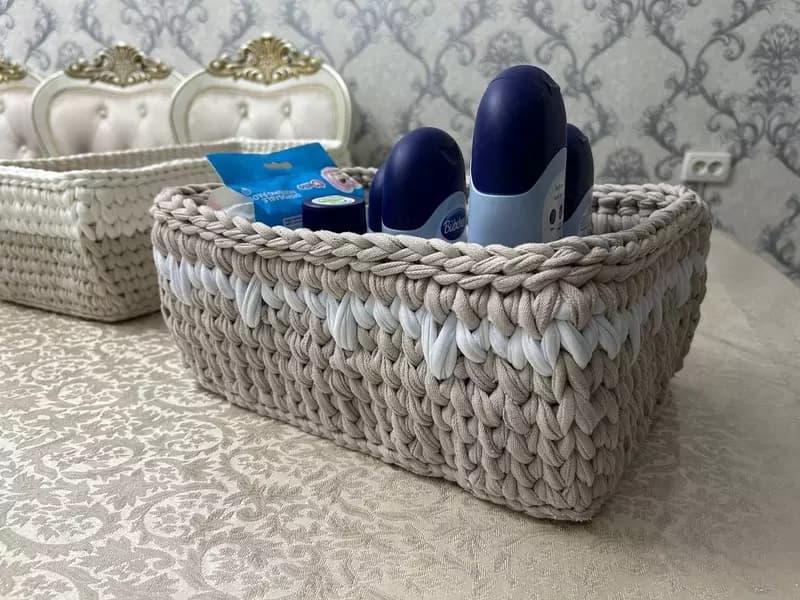 Квадратная корзинка с деревянным дном — 2
