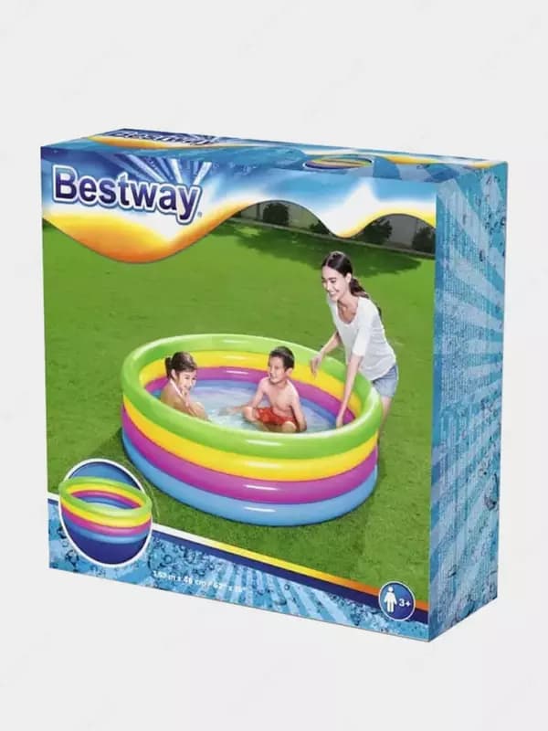 Детский надувной бассейн (круглый) ”Bestway” Радуга, d 157 х 46 см (Арт. - 51117) Цв. ассорти — 3