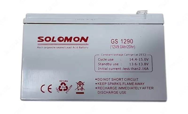 Гелевый Аккумулятор Solomon GS1290 -12v 9AH (Свинцово-кислотный) Белый — 1