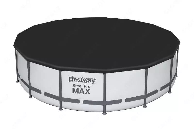 Сборный бассейн (круглый) с аксессуарами ”Bestway” Steel Pro МАX 56488, каркасный, d 457 х 107 см (Серый/белый) — 2