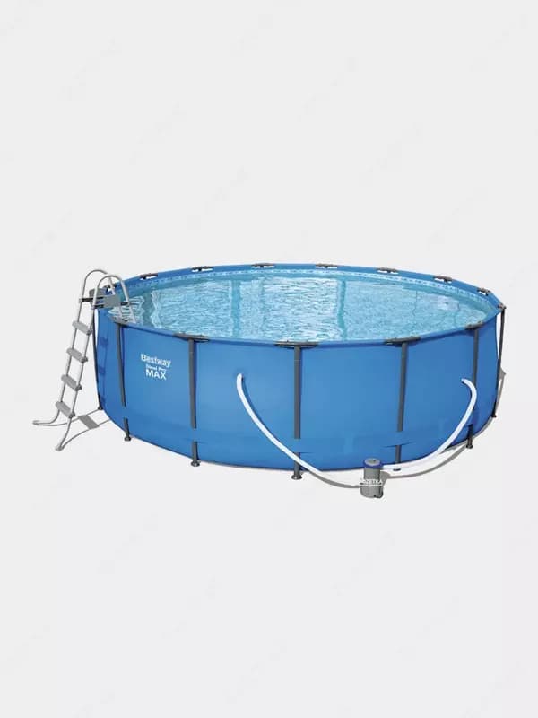 Сборный бассейн (круглый) с аксессуарами ”Bestway” Steel Pro MAX 15427, каркасный, d 366 х 133 см (Синий) — 2