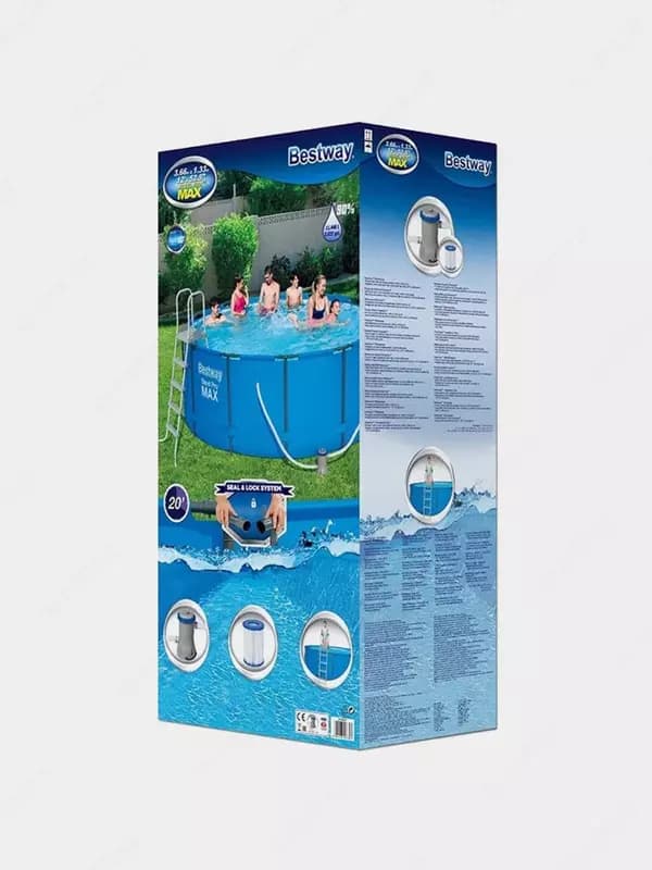 Сборный бассейн (круглый) с аксессуарами ”Bestway” Steel Pro MAX 15427, каркасный, d 366 х 133 см (Синий) — 3