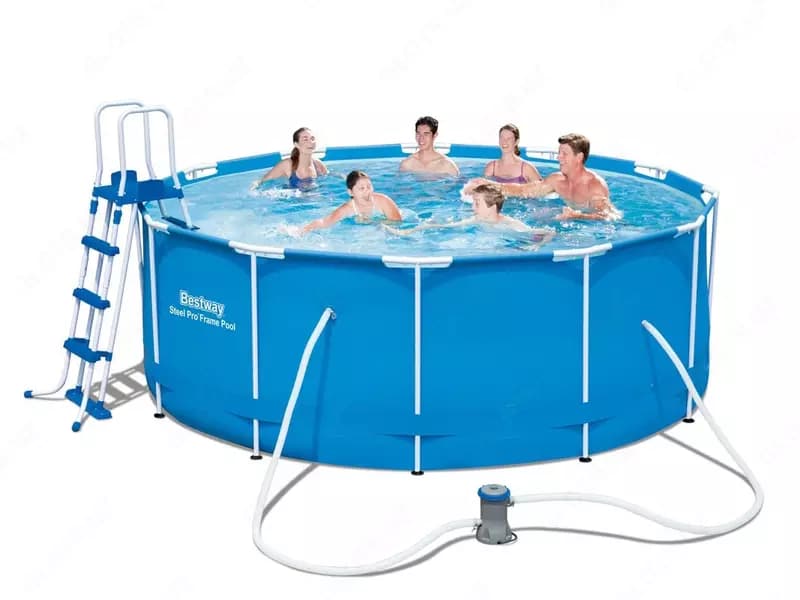 Сборный бассейн (круглый) с аксессуарами ”Bestway” Steel Pro MAX 15427, каркасный, d 366 х 133 см (Синий) — 4