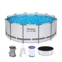 Сборный бассейн (круглый) с аксессуарами ”Bestway” Steel Pro МАX 56420, каркасный, d 366 х 122 см (Серый/белый)