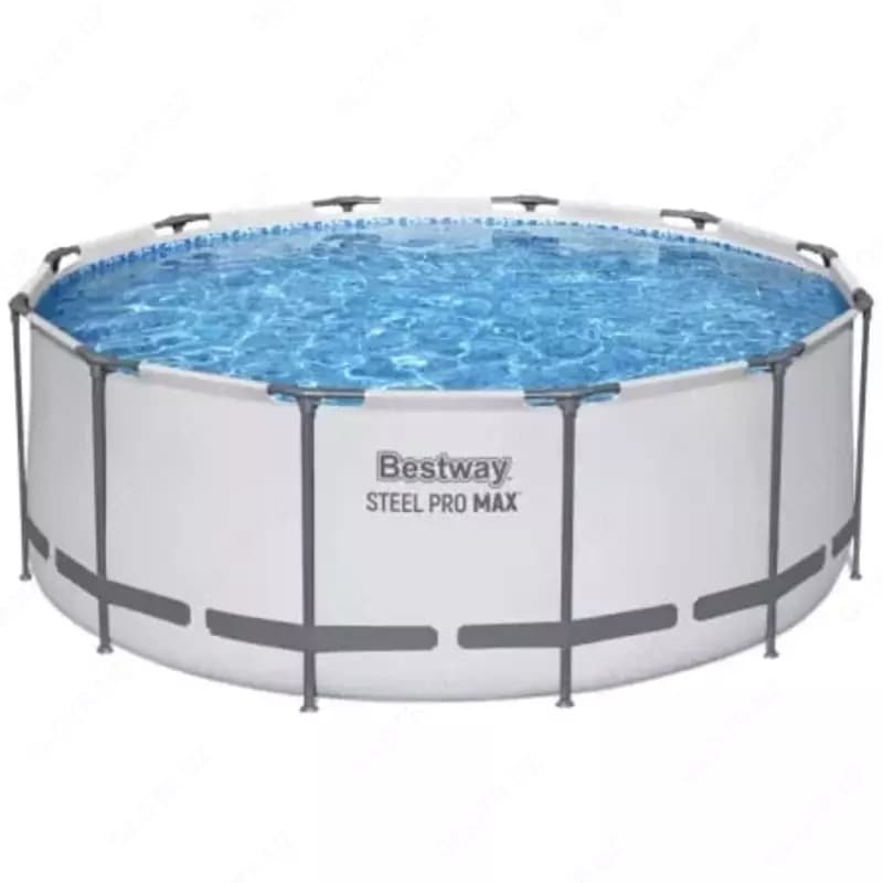 Сборный бассейн (круглый) с аксессуарами ”Bestway” Steel Pro МАX 56420, каркасный, d 366 х 122 см (Серый/белый) — 2