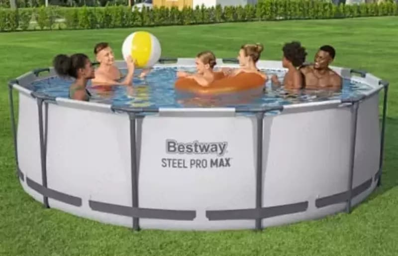 Сборный бассейн (круглый) с аксессуарами ”Bestway” Steel Pro МАX 56420, каркасный, d 366 х 122 см (Серый/белый) — 7