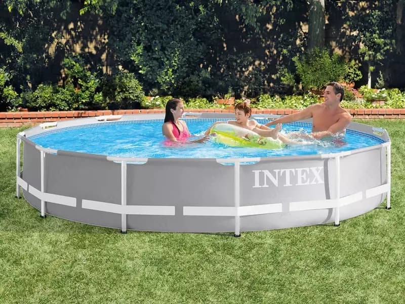Сборный бассейн (круглый) с аксессуарами ”Intex” Prism Frame 26726, каркасный, d 457 х 122 см (Серый/белый) — 3