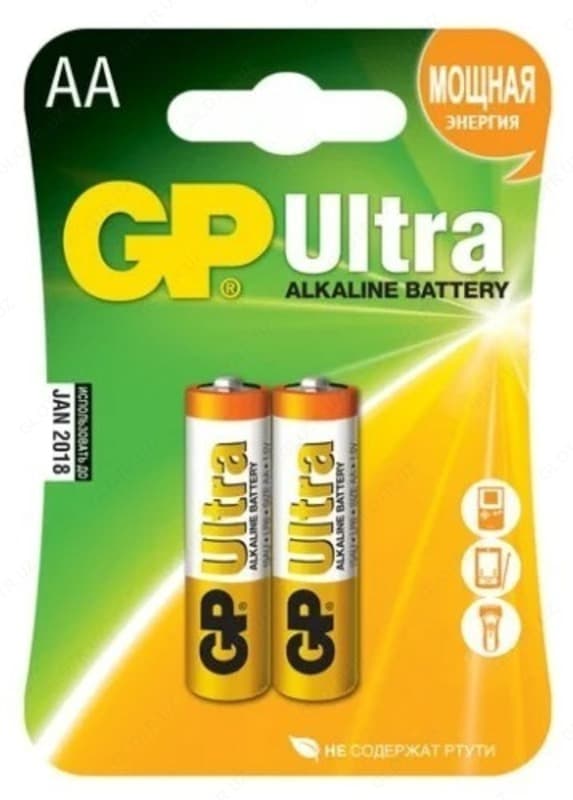 Батарейка GP ULTRA ALKALINE (LR6) AA 2 в целофане — 1