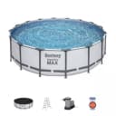 Сборный бассейн (круглый) с аксессуарами ”Bestway” Steel Pro МАX 5612Z, каркасный, d 488 х 122 см (Серый/белый)