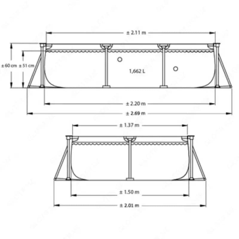 INTEX 28270 Rectangular Frame Pool — Прямоугольный бассейн 220×150×60 см — 3