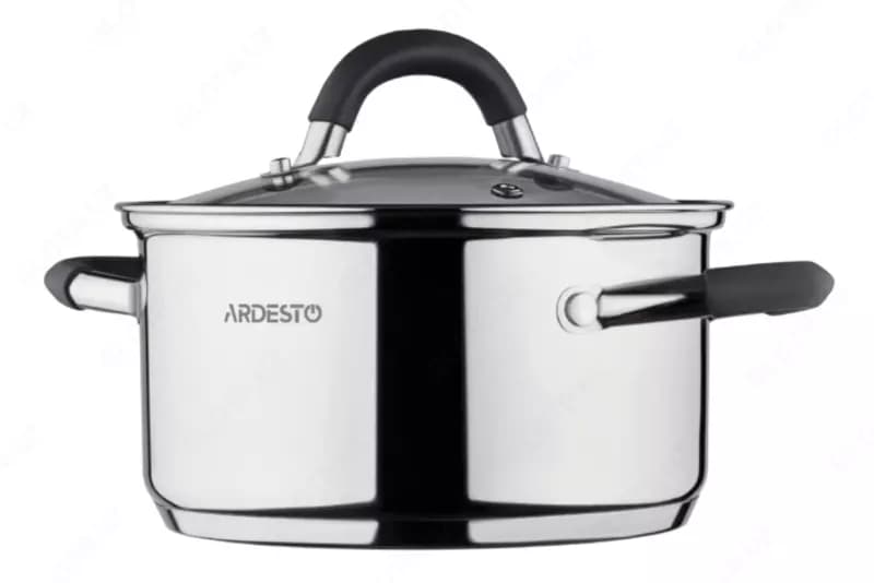Кастрюля Ardesto Gemini, стеклянная крышка, 3,6 л, серые ручки с силиконом,нержавеющая сталь — 3