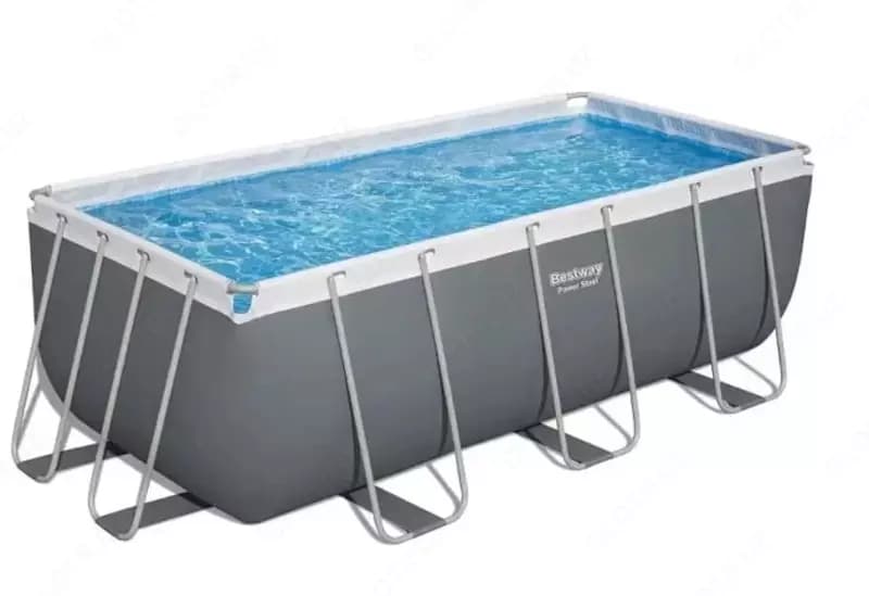 Сборный бассейн (прямоугольный) с аксессуарами ”Bestway” Steel Pro МАX 56670, каркасный, 488 x 244 x 122 см (Серый) — 2