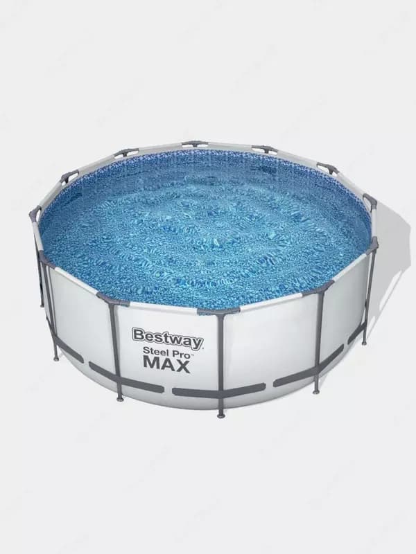 Сборный бассейн (круглый) с аксессуарами ”Bestway” Steel Pro МАX 56418, каркасный, d 366 х 100 см (Серый/белый) — 3