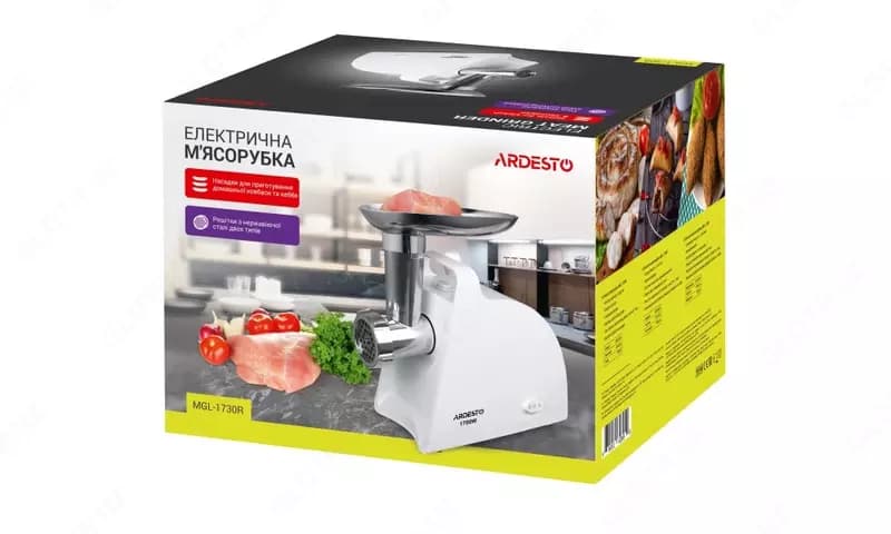 Мясорубка ARDESTO MGL-1730R - 1700Вт/1.6кг-мин/белый — 5