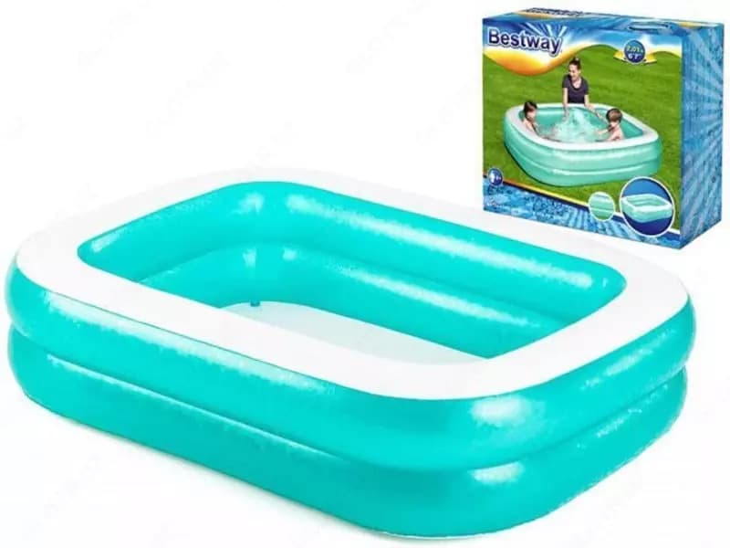 Детский надувной бассейн (прямоугольный) ”Bestway” Family Pool, 200 х 146 х 48 см (Арт. - 54005) Белый/голубой — 1