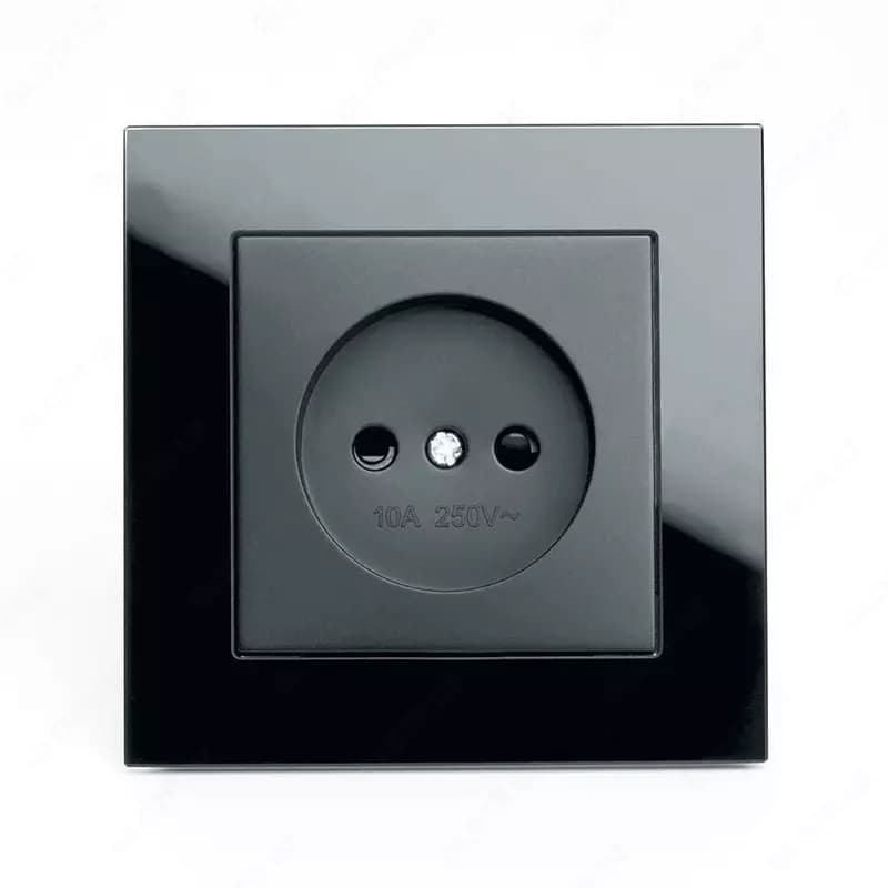 Одноместная электророзетка (без заземления) ”Dusel” Rich, 10А, 220-250 В (Black) — 1