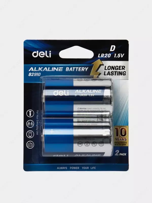 Батарейки D LR20 1.5V 2шт 82910 Deli — 1