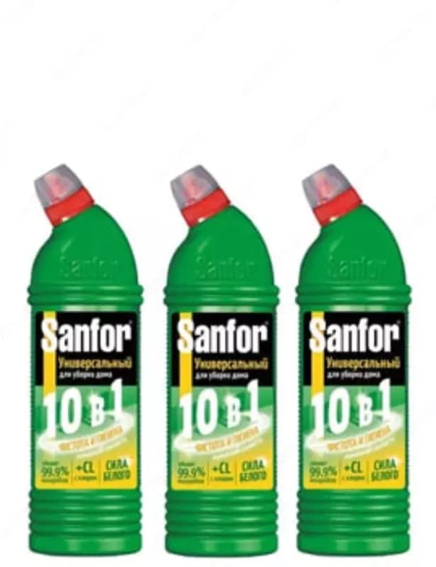 Чистящее средство для сантехники ”Sanfor” Universal, 10 в 1, гель, 750 мл. (Зелёное яблоко) — 2