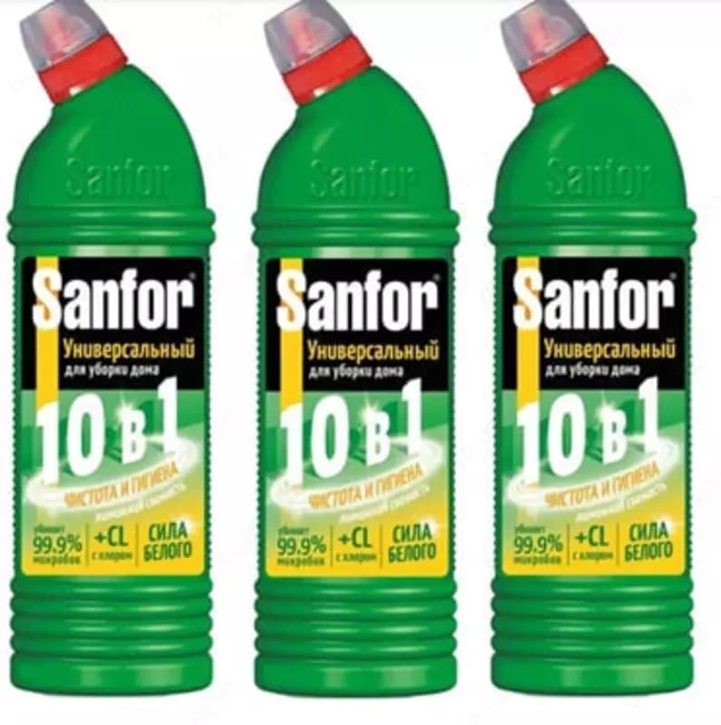 Чистящее средство для сантехники ”Sanfor” Universal, 10 в 1, гель, 750 мл. (Зелёное яблоко) — 3