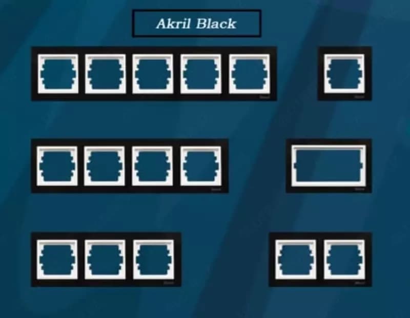 Рамка под розетку, выключатель (AKRIL Black ) ”Dusel” Rich, 2 поста (Черная/Белая) — 2