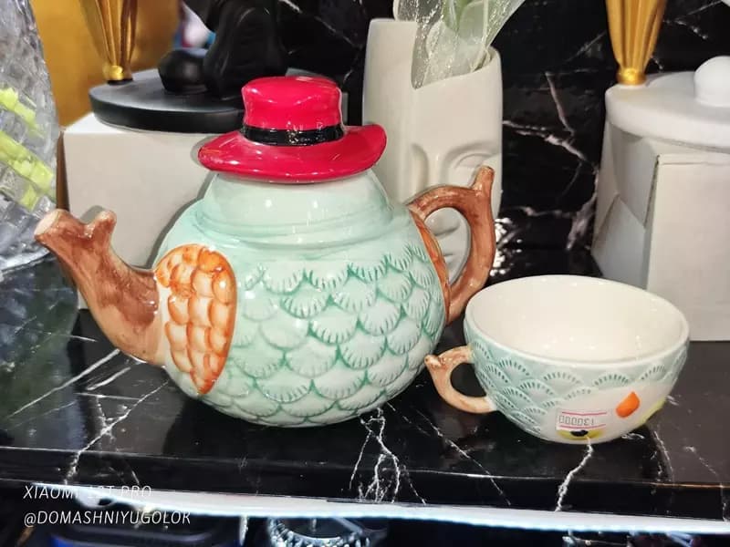 Набор ”Керамический фарфоровый чайник и чашка в форме совы” — 3