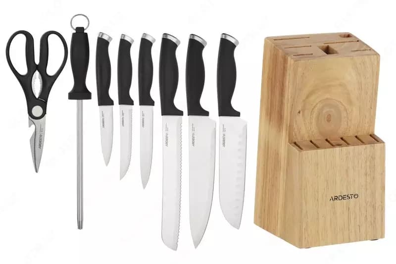 Набор ножей Ardesto Gemini Gourmet 14 пр., нерж.сталь, пластик, каучуковый блок — 3
