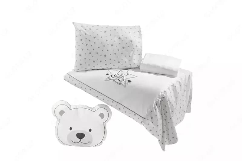 Комплект постельного белья и бортики Almila "Sofy Grey" 60 х 120 см (Турция) Серый/белый — 1