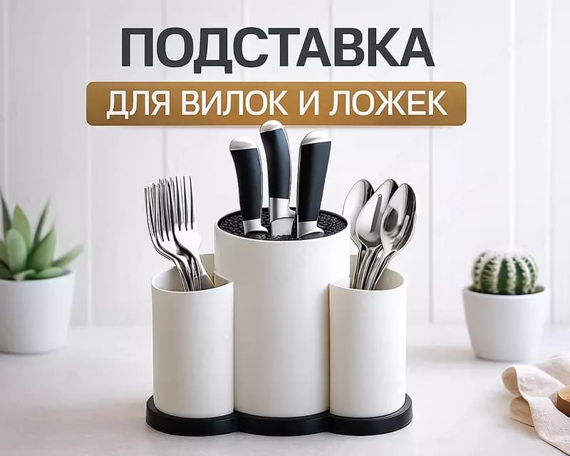Подставка для вилок и ложек белая — 1