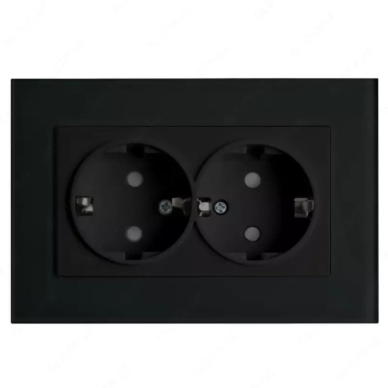 Двухместная электророзетка (с заземлением) ”Dusel” Rich, 16А, 220-250 В (Black) — 1
