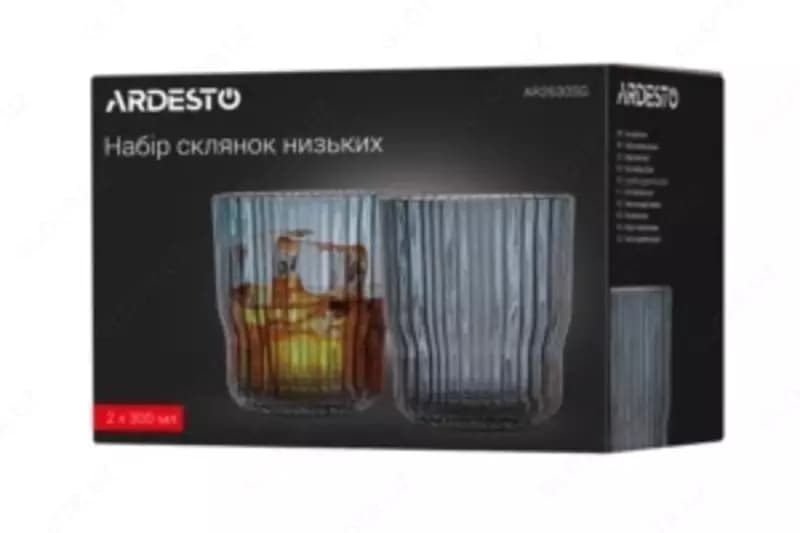 Набор стаканов низких Ardesto Graphite 300 мл, 2 шт., стекло — 3