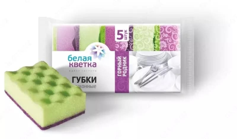 Губки кухонные Белая Кветка ”Горный родник” 5шт. + 1 шт, волна — 2