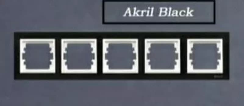 Рамка под розетку, выключатель (AKRIL Black) ”Dusel” Rich, 5 постов (Черная/Белая) — 1