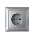 Одноместная электророзетка (с заземлением) ”Dusel” Rich, 16А, 220-250 В (Silver)