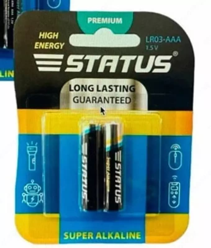 Упаковка батареек ”Status” тип AАА LR03, 1.5V, 2 шт, блистер (Код - 341) — 1