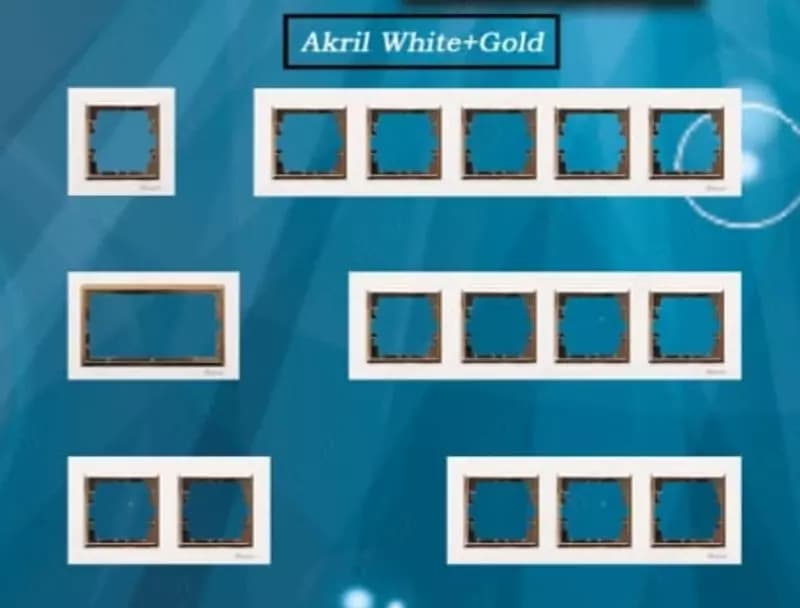 Рамка под двойную розетку (AKRIL White+Gold DUO) ”Dusel” Rich, 1 пост (Белая/золотистая) — 2