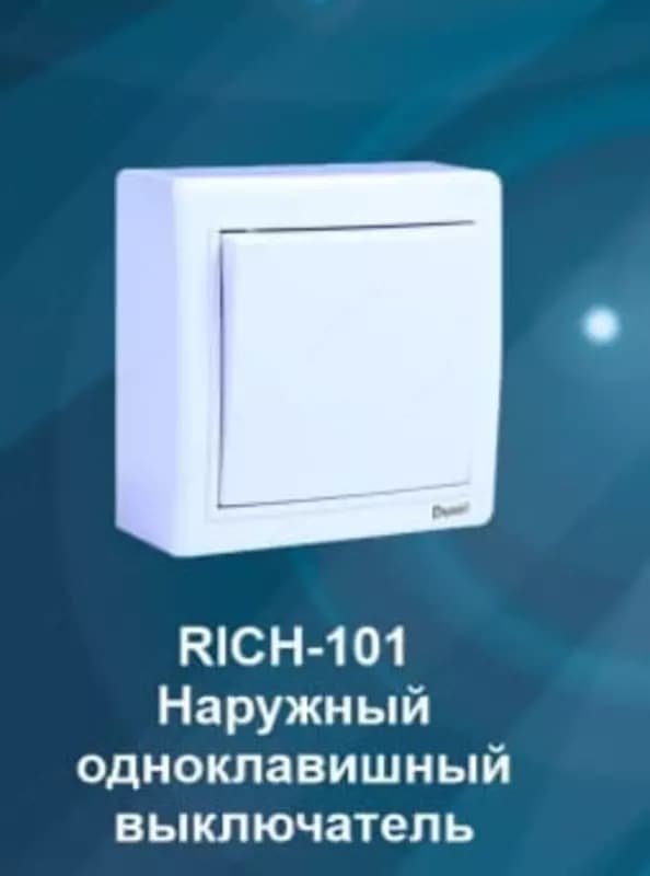 Наружный выключатель (одноклавишный) ”Dusel” Rich-101, 10А, 210-250 В (Белый) — 2