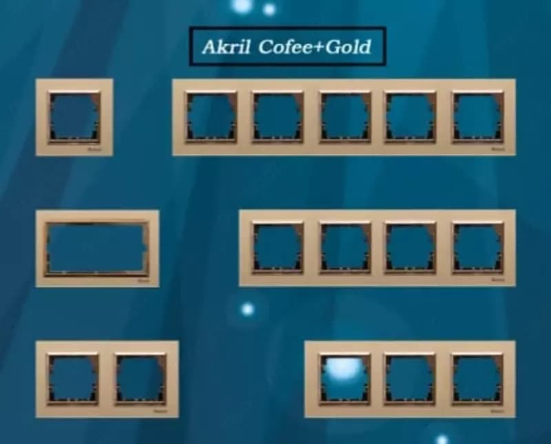 Рамка под двойную розетку (AKRIL Сoffee+Gold DUO) ”Dusel” Rich, 1 пост (Кофе/золотистая) — 2