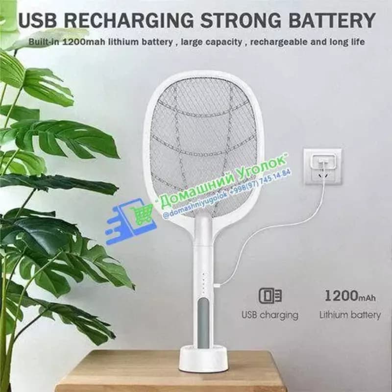 Мухобойка-ловушка насекомых 2-в-1 USB-C на подставке «Ракетка-автомат Электрическая мухобойка – инновационная модель, которая не только пора... — 4