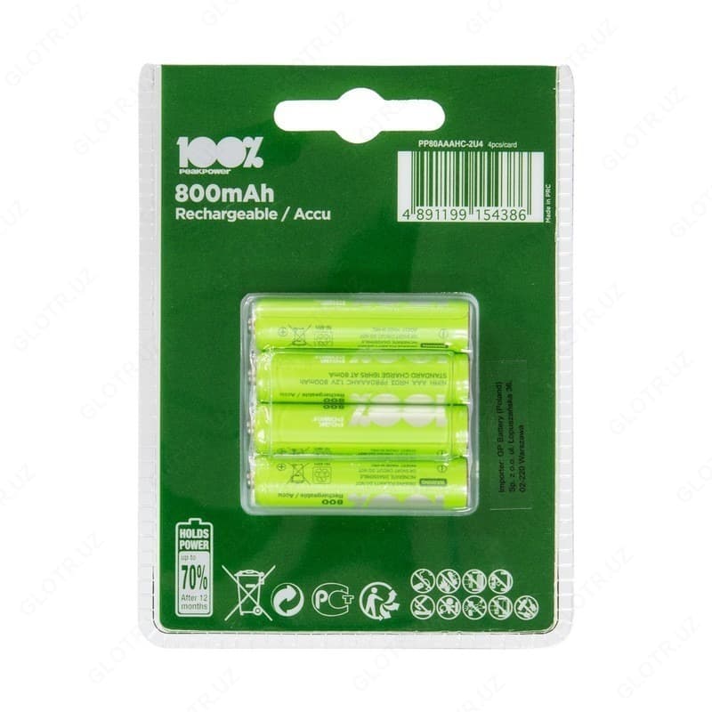 Аккумулятор PEAK POWER NiMH 1.2V 800mAh (R03) AAA 4*BL — 1