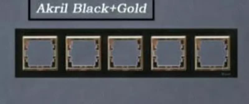 Рамка под розетку, выключатель (AKRIL Black+Gold) ”Dusel” Rich, 5 постов (Черная/золотистая) — 1