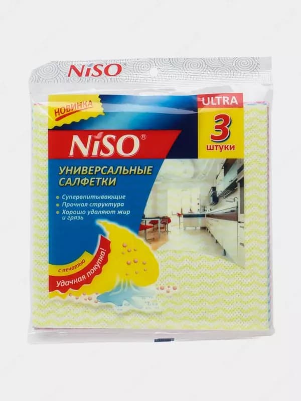 Универсальные салфетки (с печатью) ”Niso” Торнадо , 30 х 30 см, 3 шт (Код - 388) Ассортимент — 3