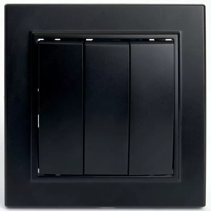 Выключатель (трехклавишный) ”Dusel” Rich, 10А, 210-250 В (Black) — 1