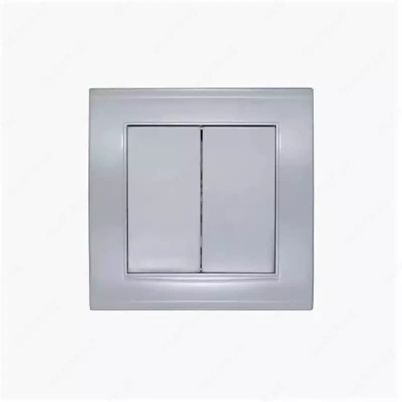 Выключатель (двухклавишный) ”Dusel” Rich, 10А, 210-250 В (Silver) — 1