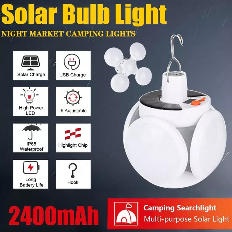 Светильник лампа для кемпинга с солнечной батареей Solar CampLamp-2029 подвесная, уличная, аккумуляторная, 5 в 1 — 4