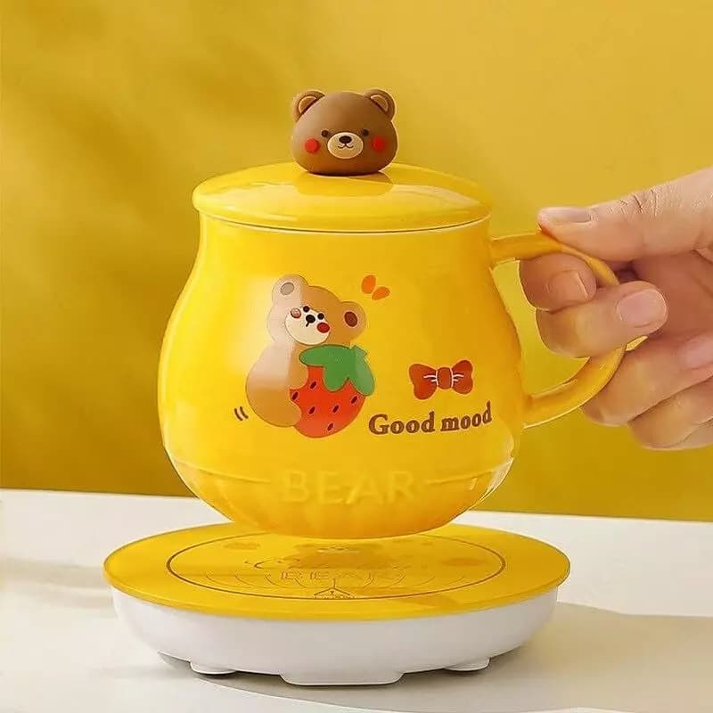 Керамическая дизайнерская кружка ”Bear” с подставкой для подогрева — 2