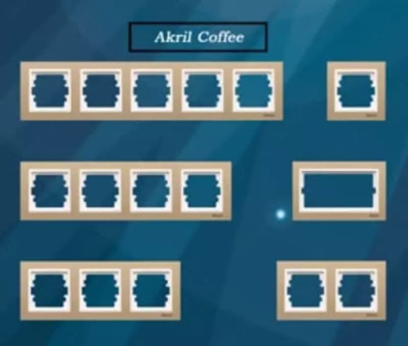 Рамка под розетку, выключатель (AKRIL Сoffee) ”Dusel” Rich, 3 поста (Кофе/Белая) — 2