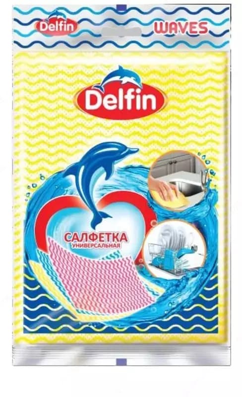 Универсальные салфетки (с печатью) ”Delfin” Волна, 30 х 30 см, 3 шт (Код - 381) Ассортимент — 1